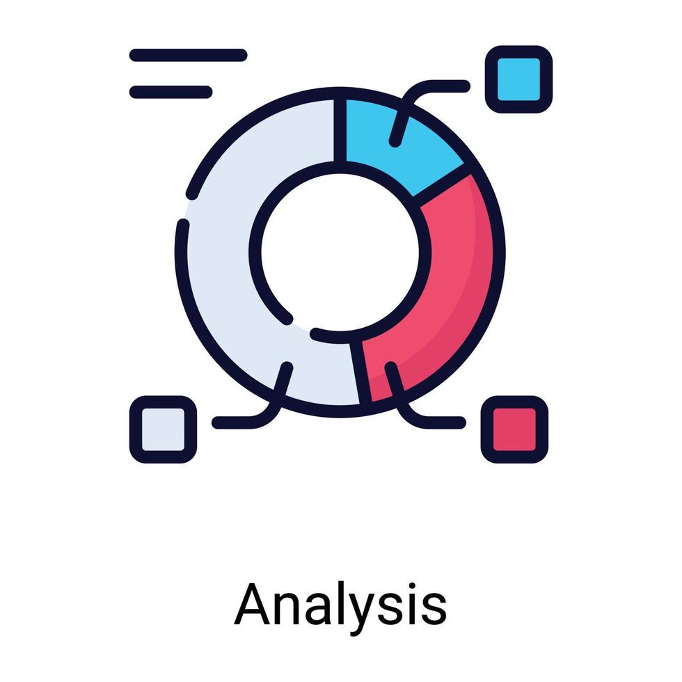 análisis, icono de la línea de color del gráfico aislado en fondo blanco vector