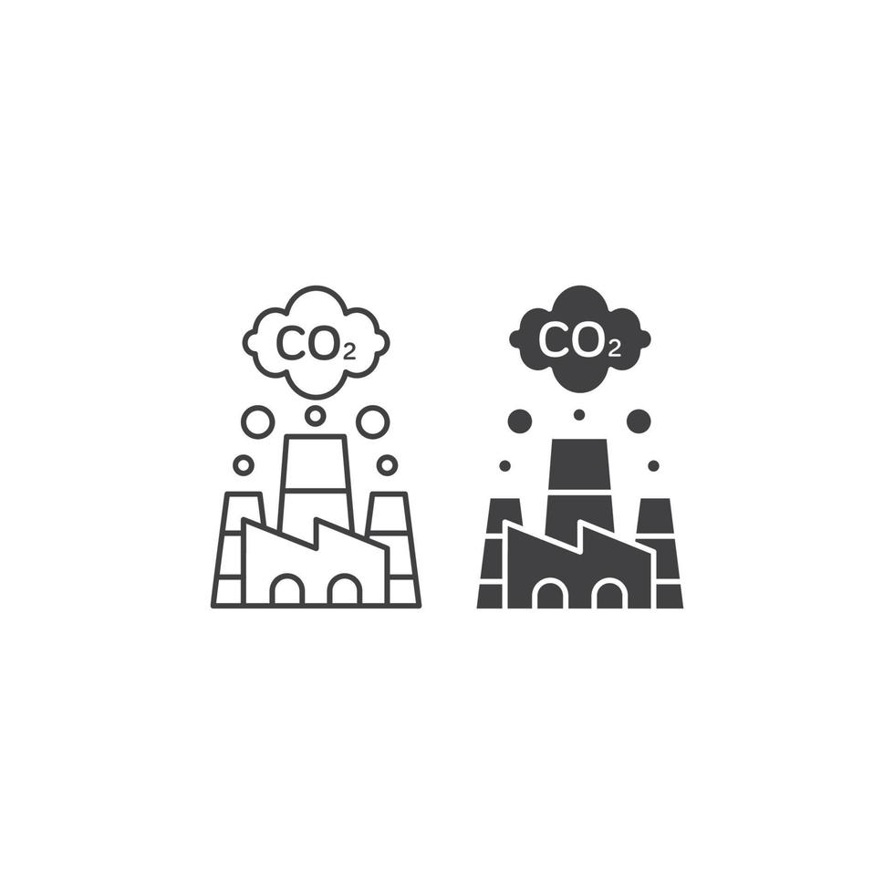 Air pollution, smoke chimneys of factory, carbon dioxide emissions. Vector icon template