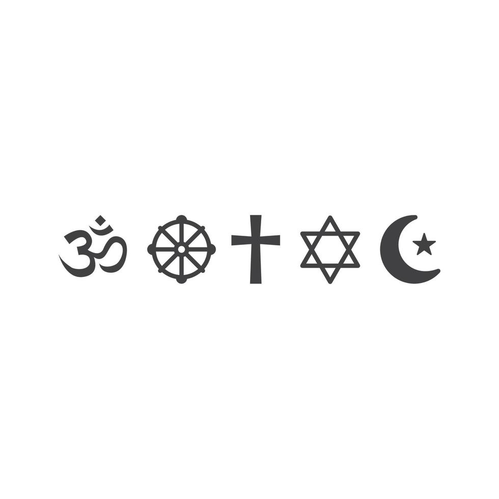 5 símbolos religiosos principales. plantilla de icono de vector