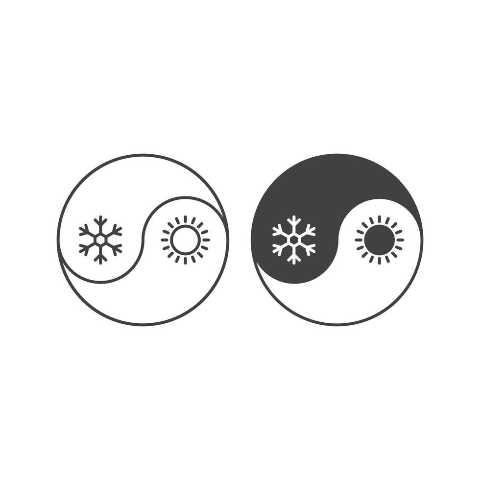 yin yang frío y caliente. plantilla de icono de vector