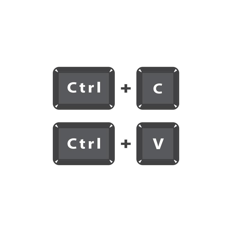 copiar y pegar, botón ctrl c y ctrl v. plantilla de icono de vector
