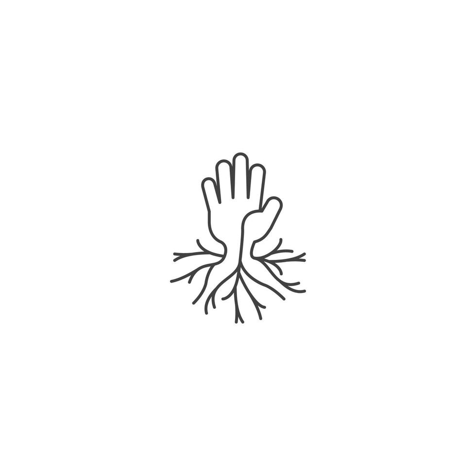 raíz del árbol de la mano. plantilla de icono de vector