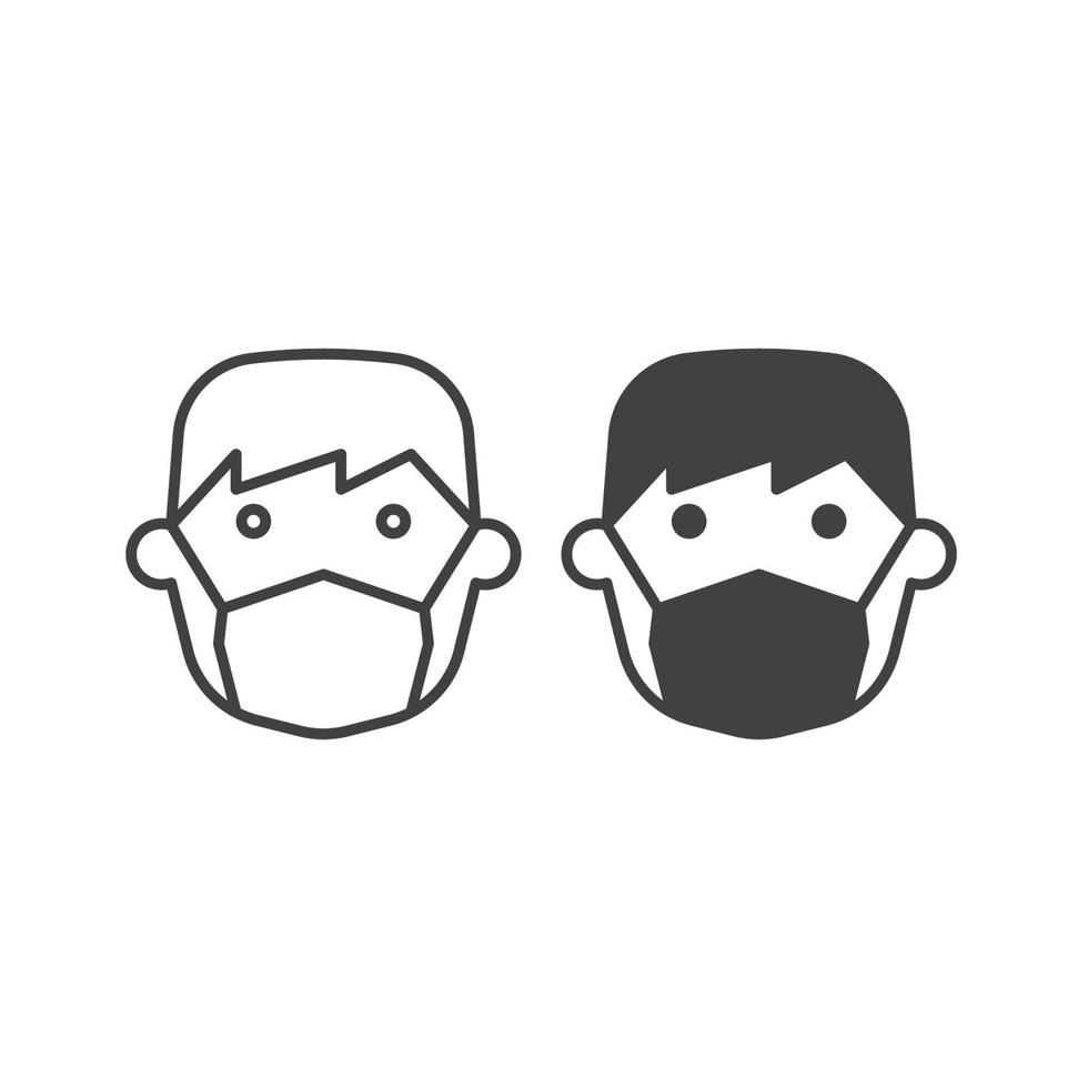 People use mask, breathing mask on face. Safety breathing mask. Vector logo icon template