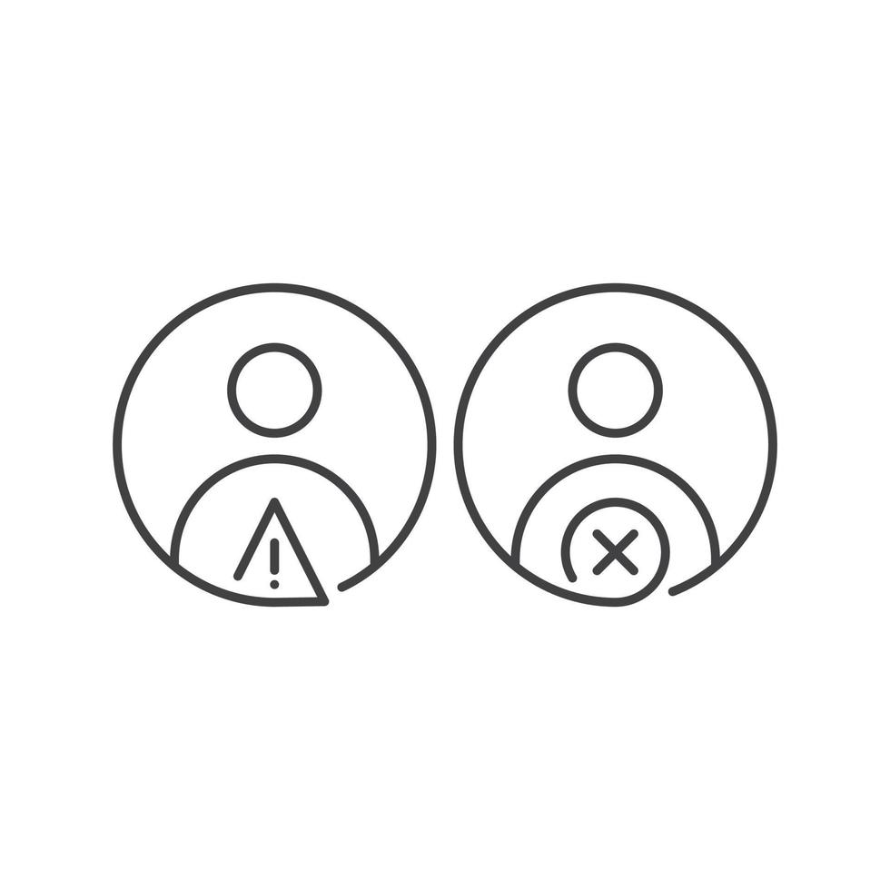 Personal fake account, no trusted people, danger people. Vector outline icon template