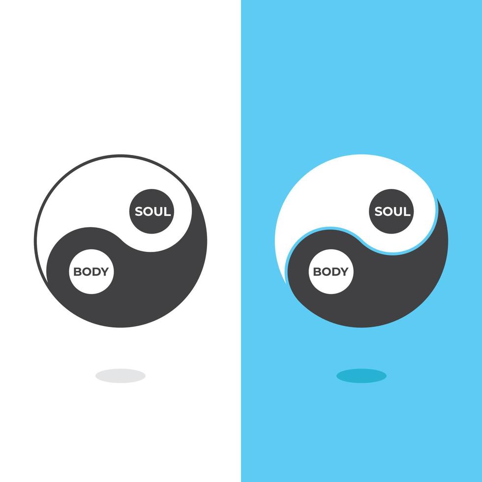 yin yang, equilibrio, alma y cuerpo. plantilla de icono de vector