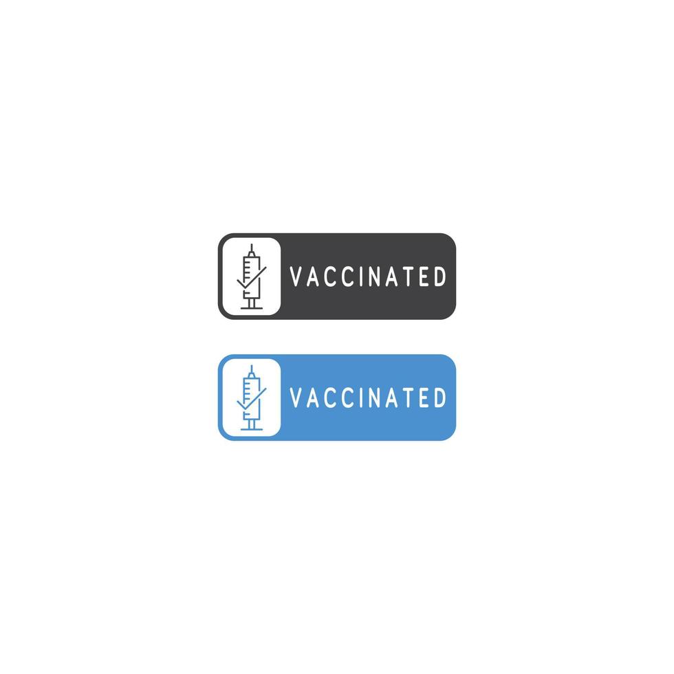 Vaccinated stamps, label. Vector icon template