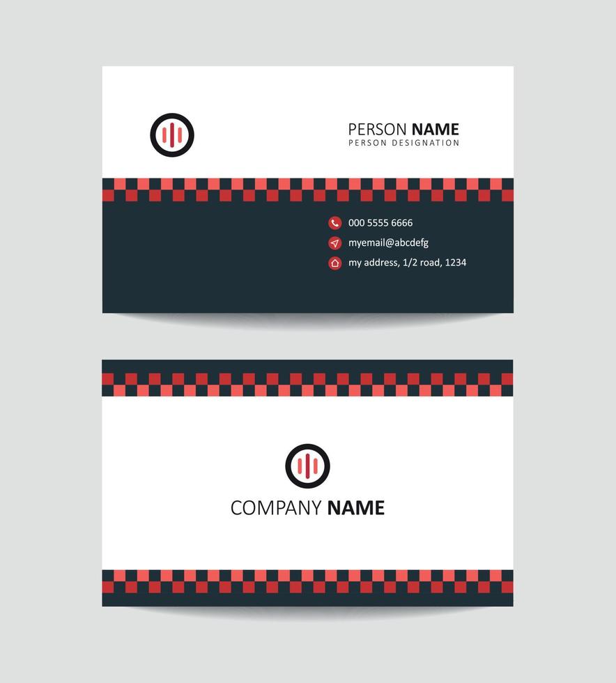 red black check block minimal business card template vector