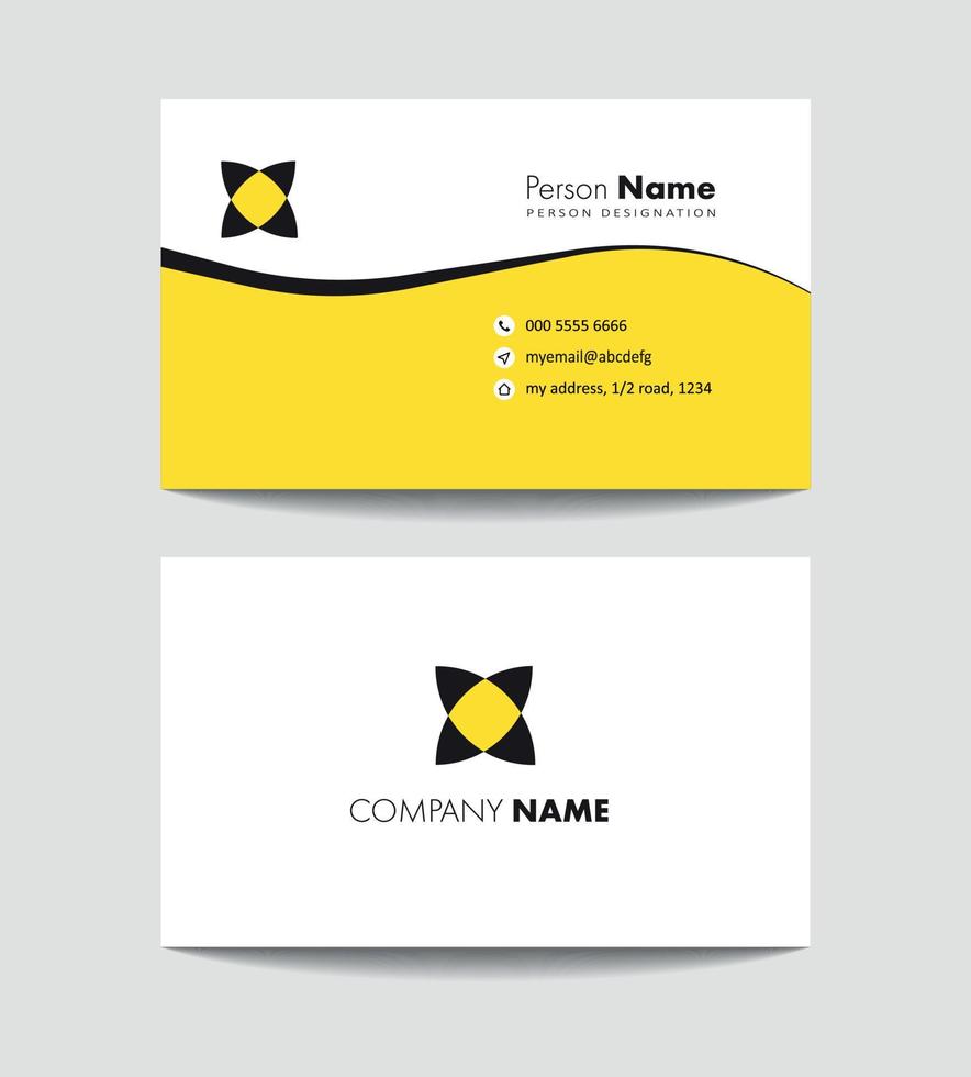 plantilla de tarjeta de visita minimalista simple con estilo negro amarillo vector