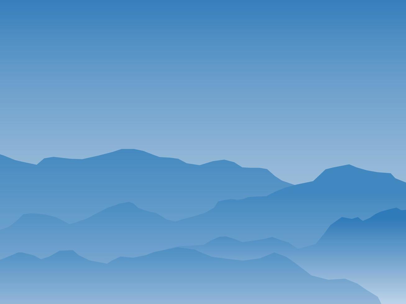 Gradient blue mountain and blue sky illustration vector