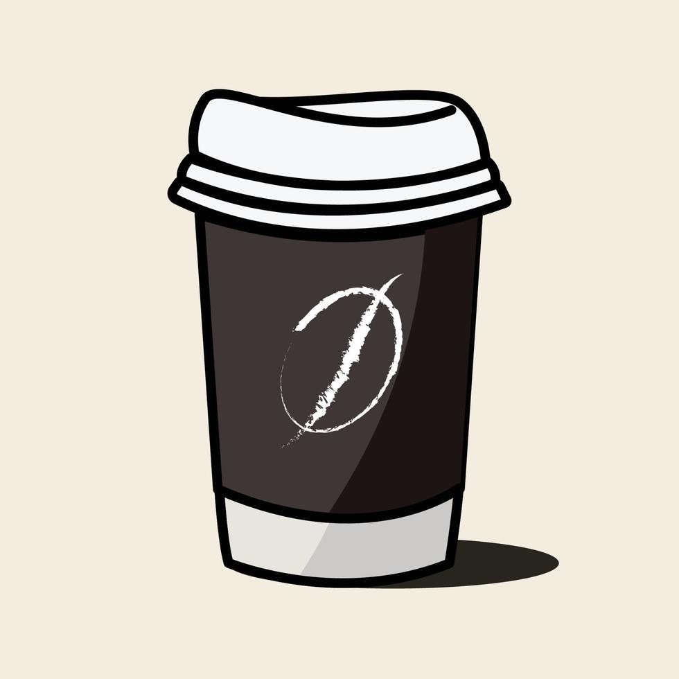 Hot coffee cup on light yellow background vector