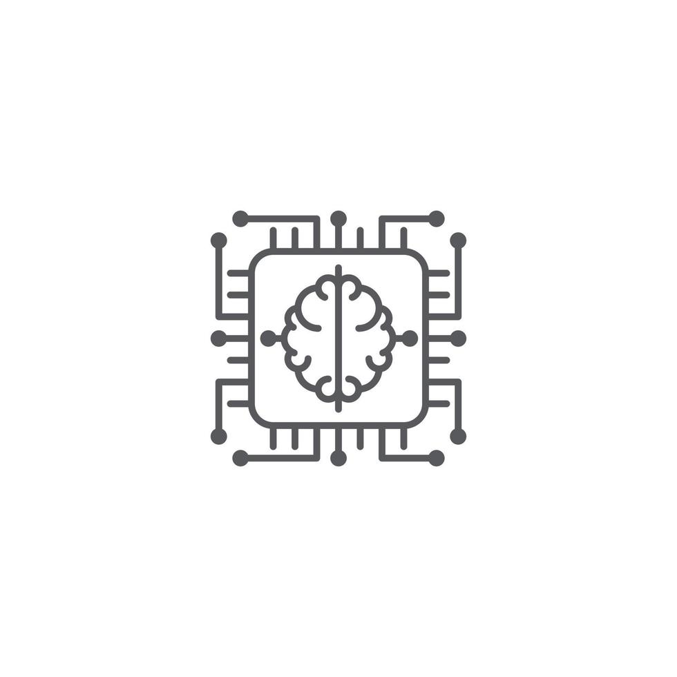 Artificial intelligence AI, chip brain technology, core. Vector icon outline template
