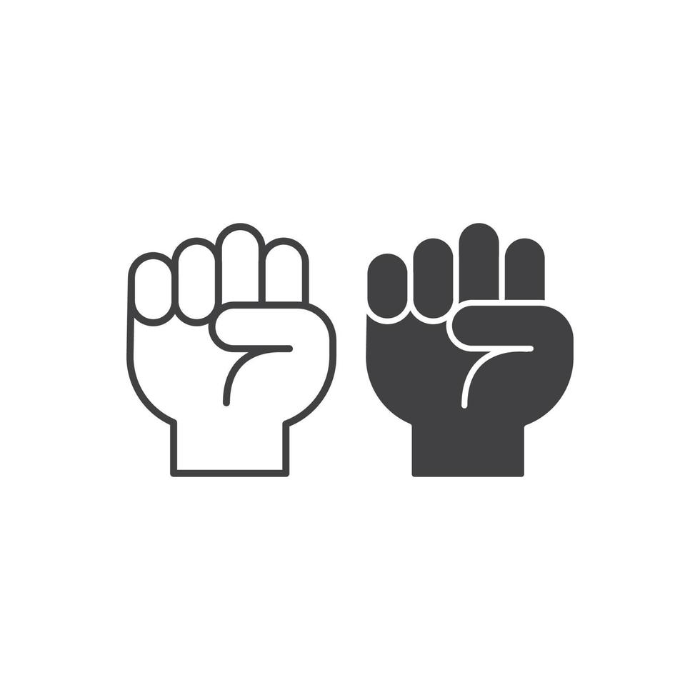 Raised fist hand power. Vector icon template