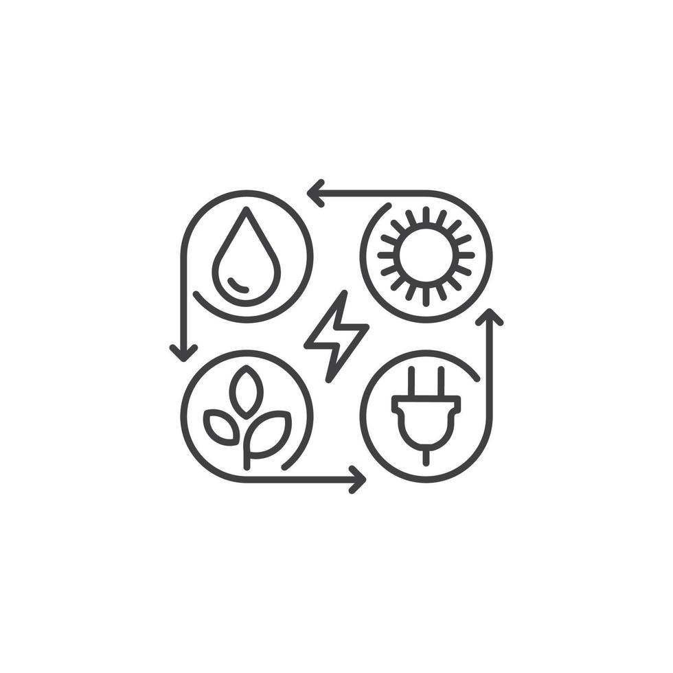 Renewable energy. Vector outline icon template