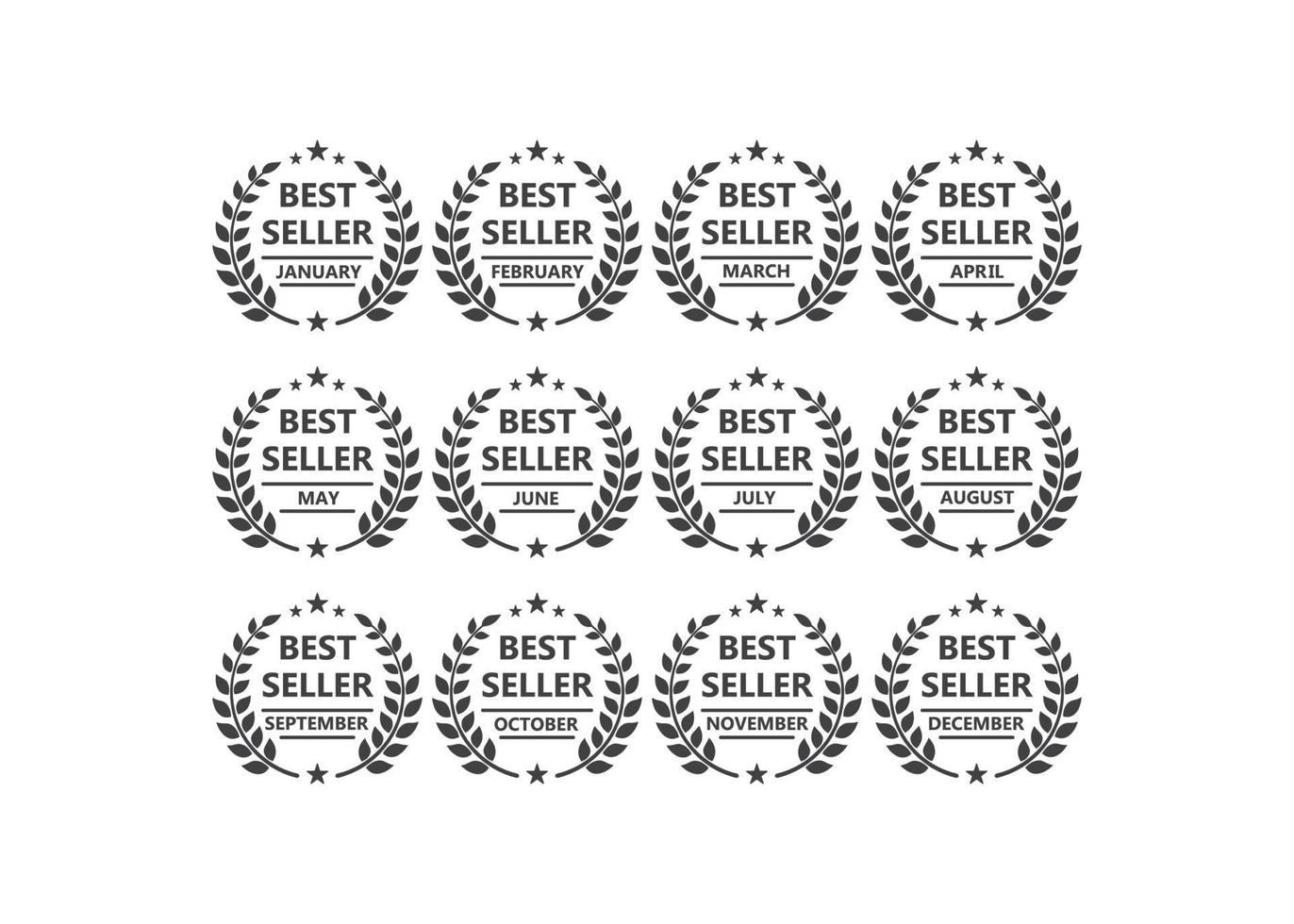 Set of best seller of the month award medal. Vector logo icon template