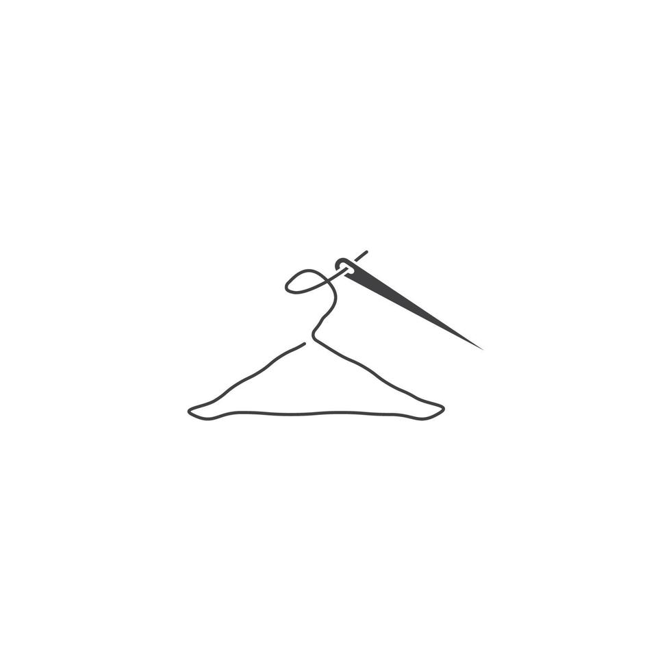Tailor, hanger with needle, clothing production. Vector logo icon template