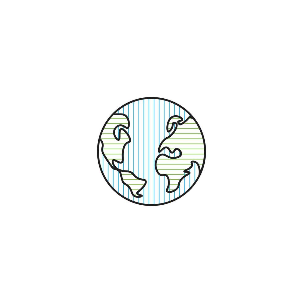 World planet, globe, soft color line style. Vector icon template