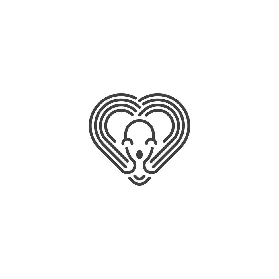 Love octopus, squid heart. Vector logo icon template