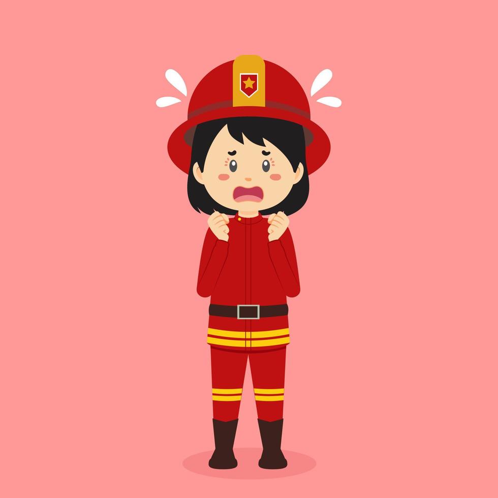 Stock Vector Confused Firefighters Woman