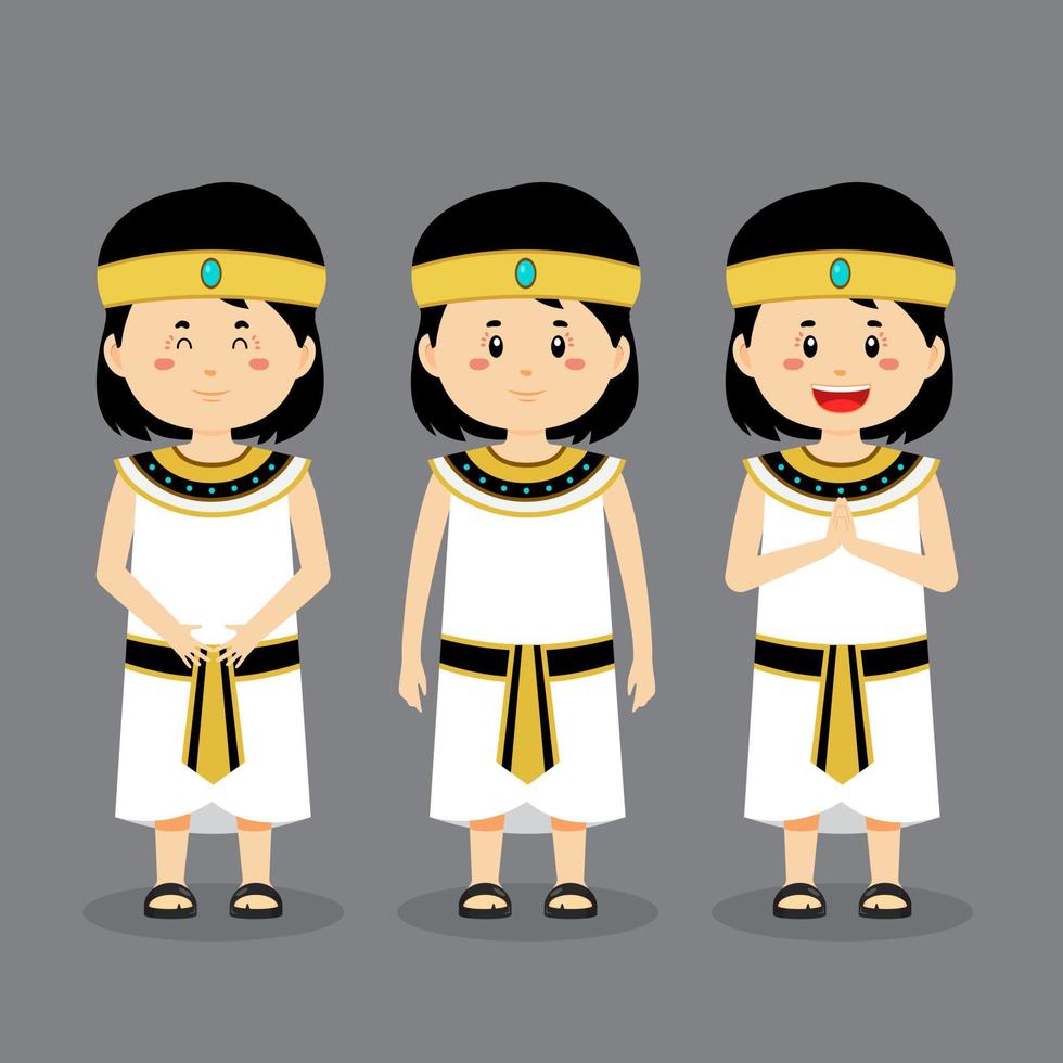 personaje de egipto con varias expresiones vector