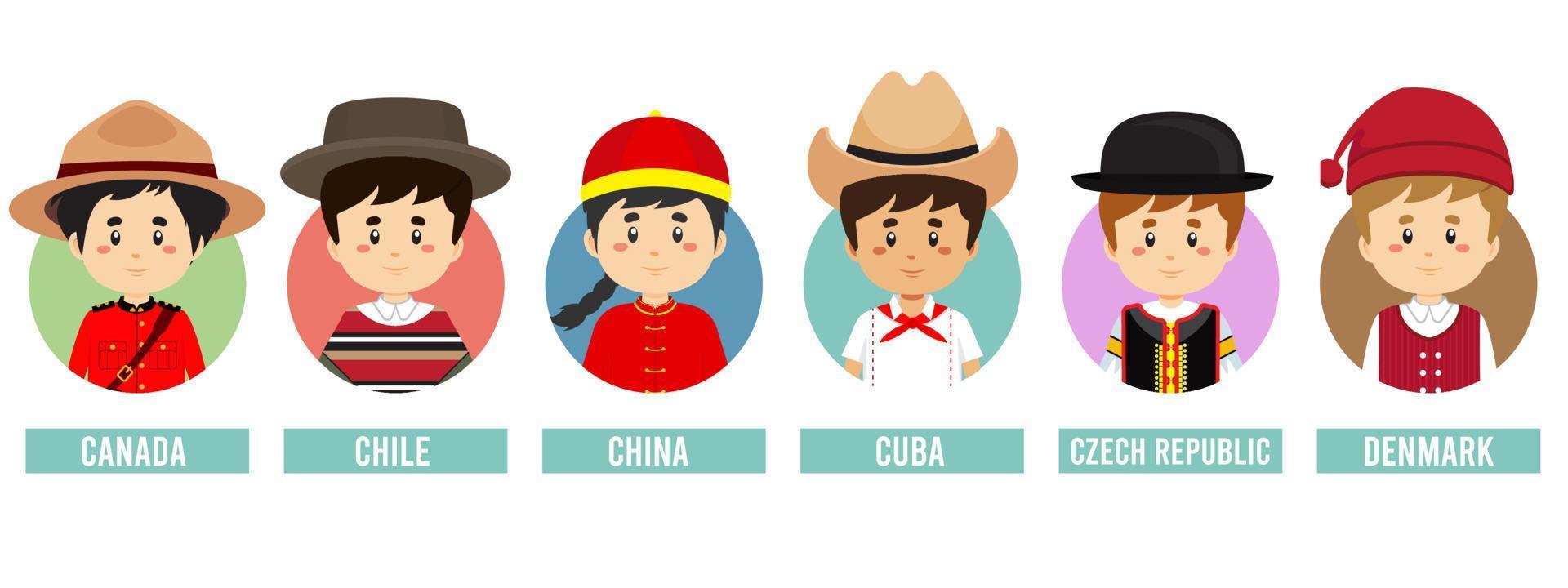 Set Avatars with Different Countries vector