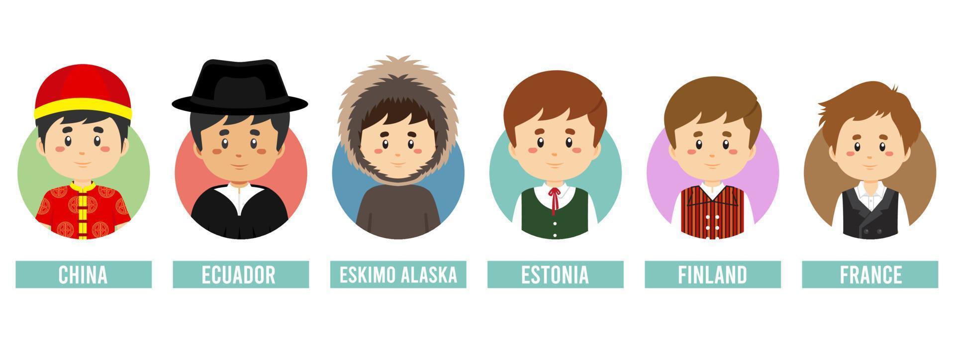 Set Avatars with Different Countries vector