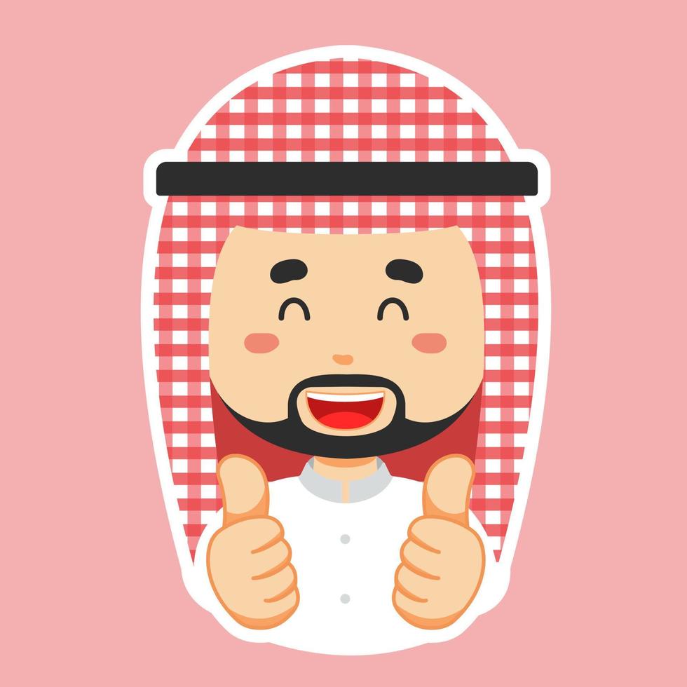 Happy Muslim Character Sticker vector