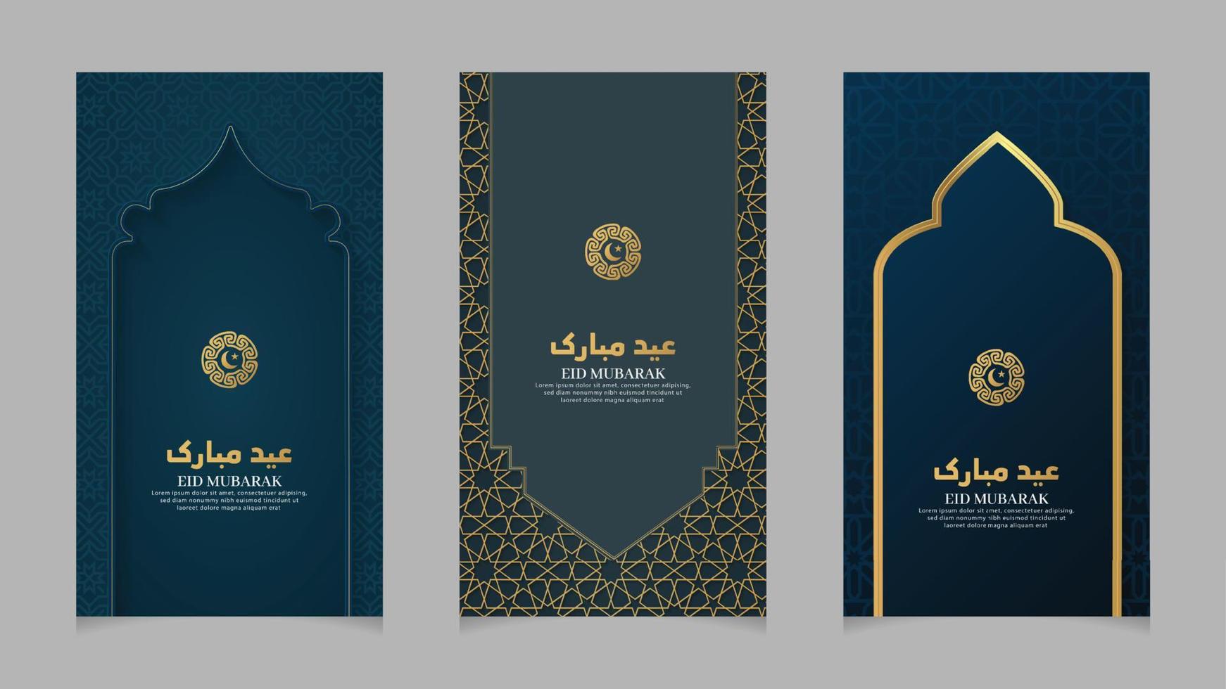 Eid Mubarak Islamic Realistic Social Media Stories Collection Template vector