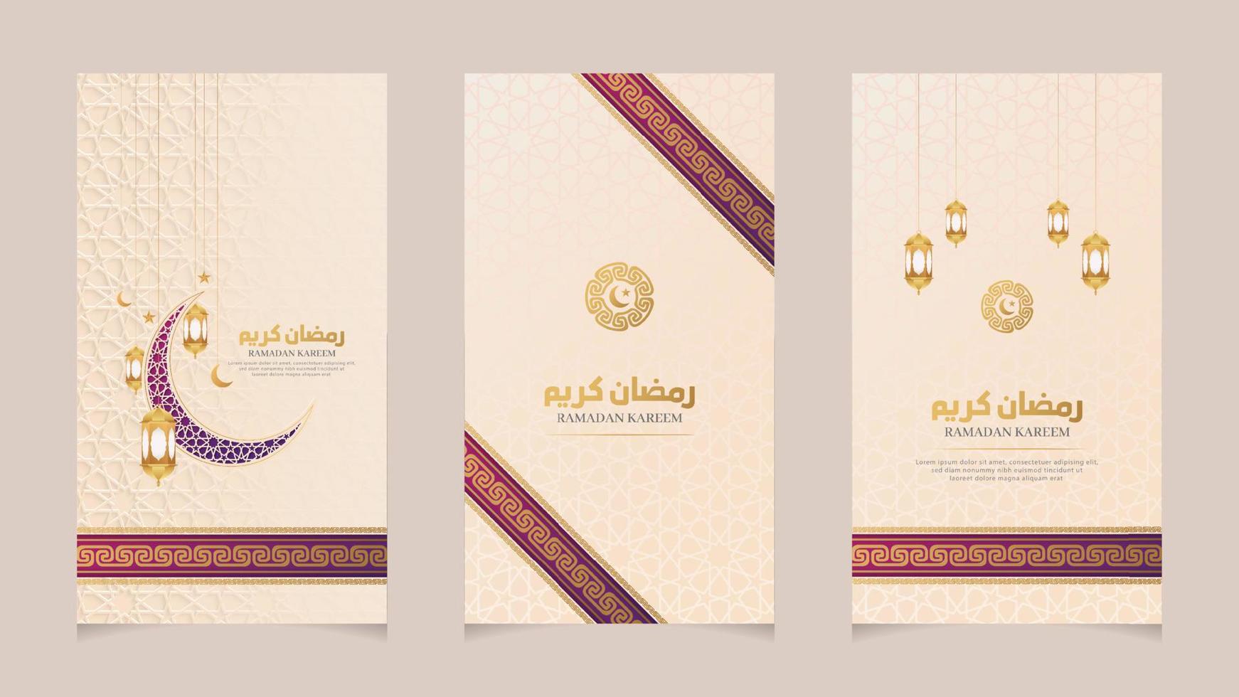 Ramadan Kareem White Islamic Realistic Social Media Stories Collection Template vector