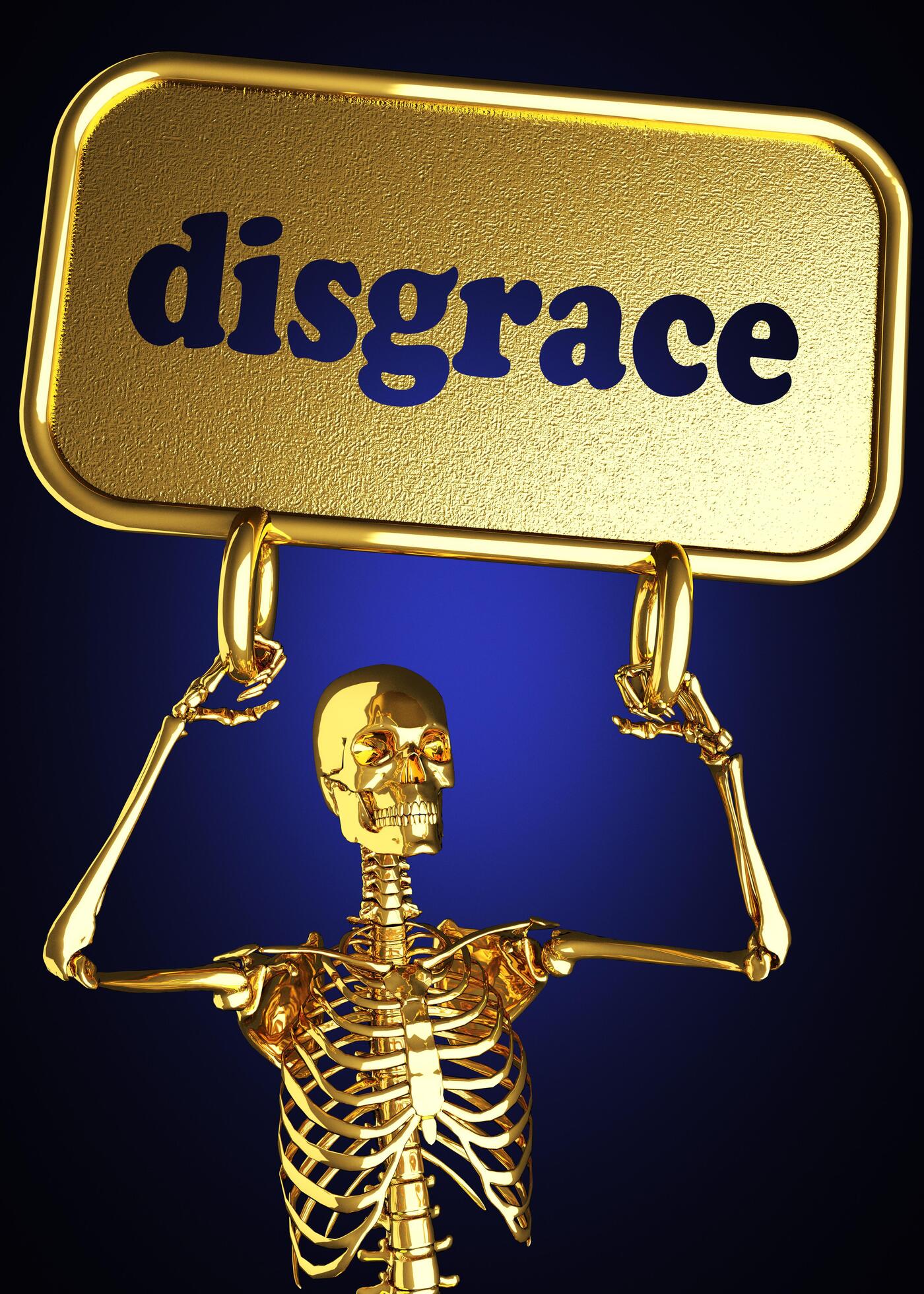 disgrace word and golden skeleton 7382043 Stock Photo at Vecteezy