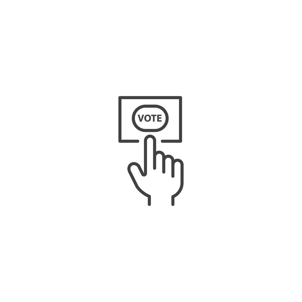 Hand pressing button. Vector icon template