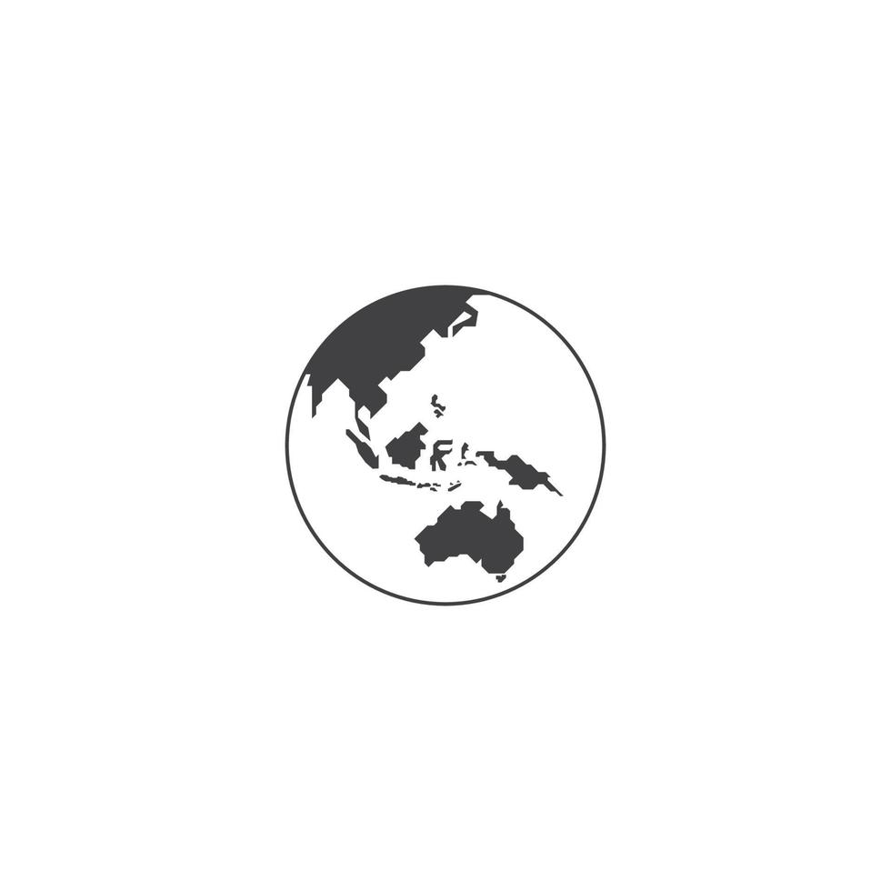 Globe asian map. Vector icon template