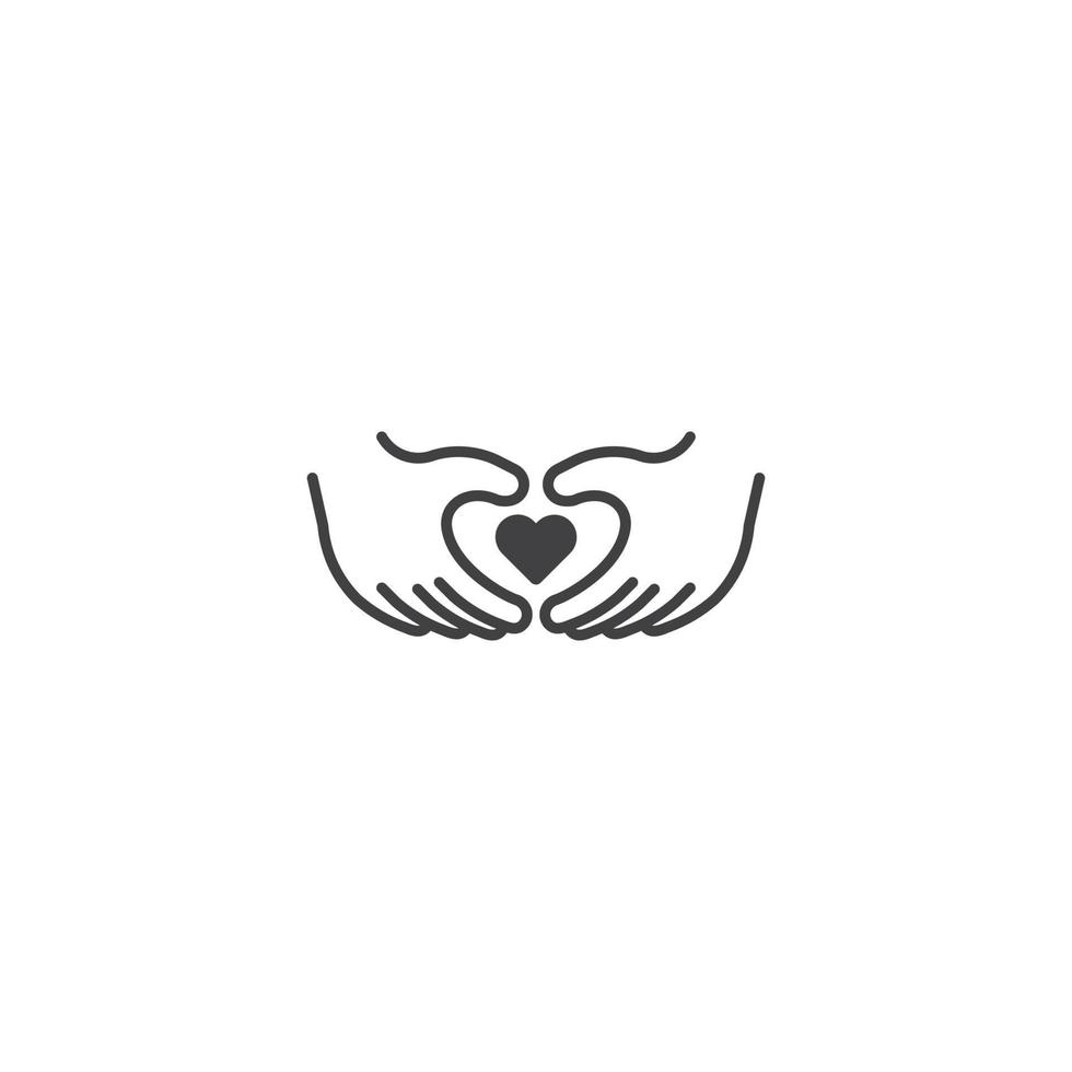 Hand making heart, care, love and empathy concept. Vector icon template