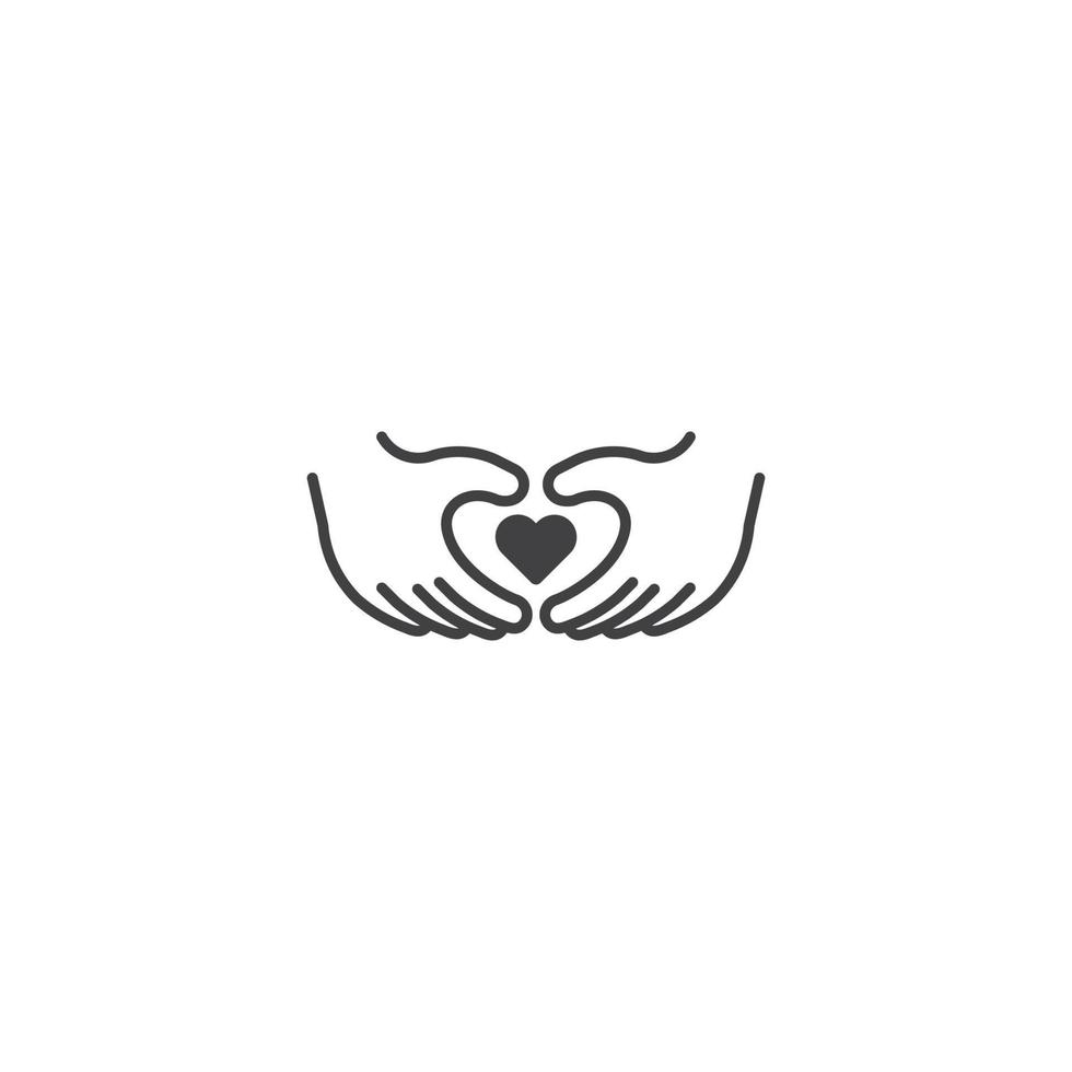 Hand making heart, care, love and empathy concept. Vector icon template