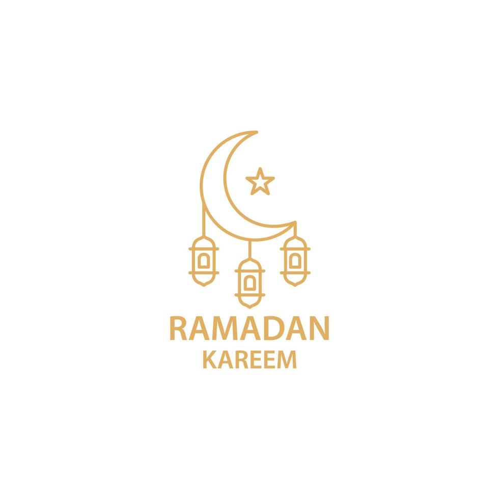 Ramadan kareem, moon, and lantern. Vector logo icon template
