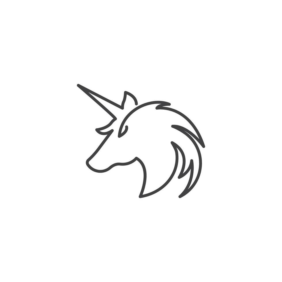 Unicorn one line. Vector logo icon template