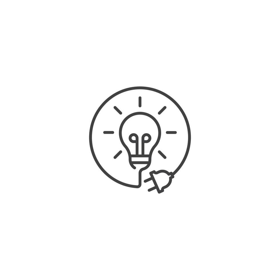 Charge idea, light bulb with energy plug. Vector icon outline template