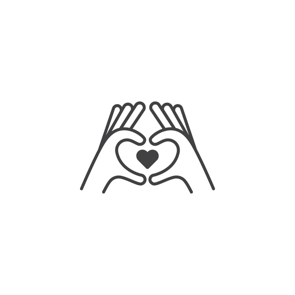 Hand making heart, care, love and empathy concept. Vector icon template