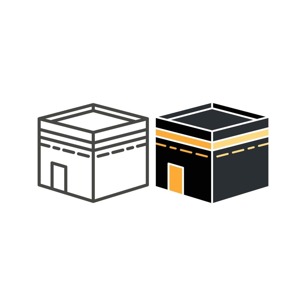Kabah, holy kaaba in mecca saudi arabia. Vector outline icon illustration