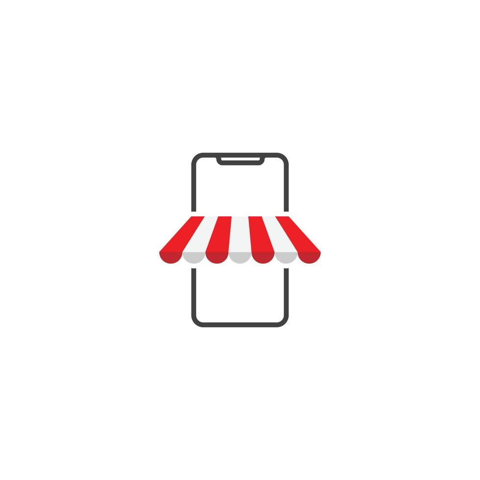 Online shop, smartphone shopping. Vector logo icon template