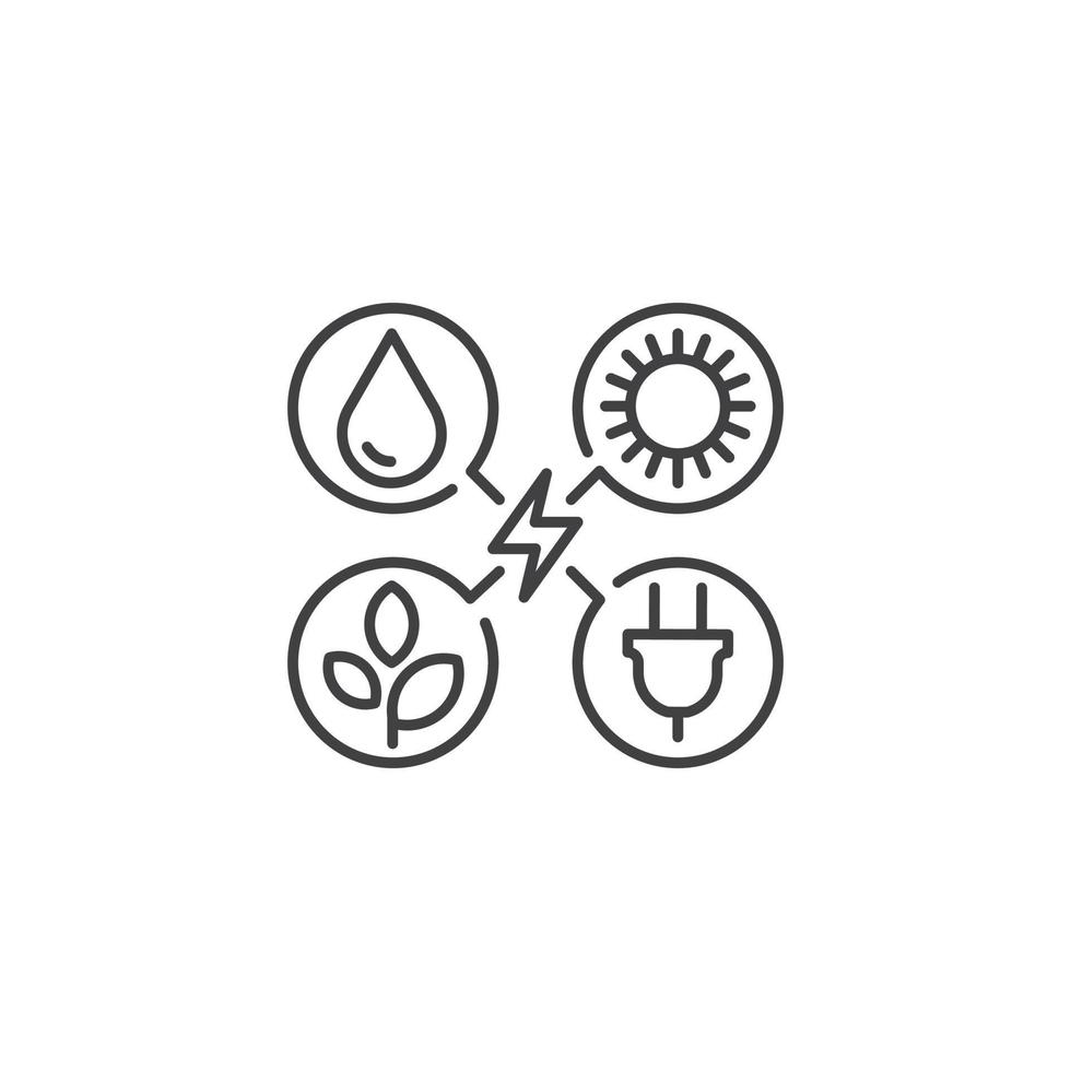 Renewable energy. Vector outline icon template
