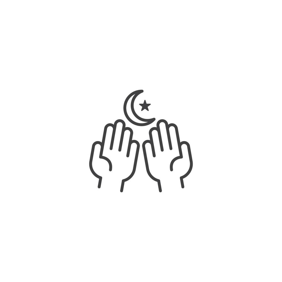 mano de oración musulmana, ramadán. plantilla de icono de vector