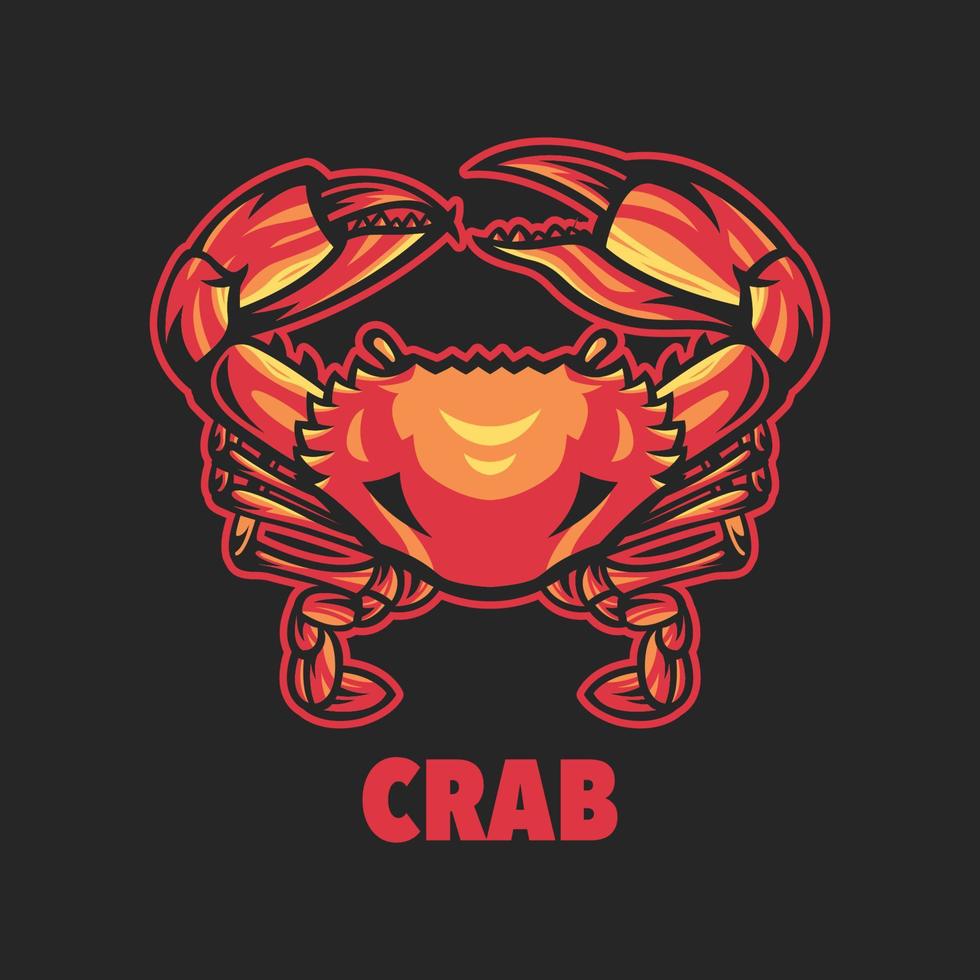 logotipo de mascota de cangrejo para juegos de deportes o emblemas vector