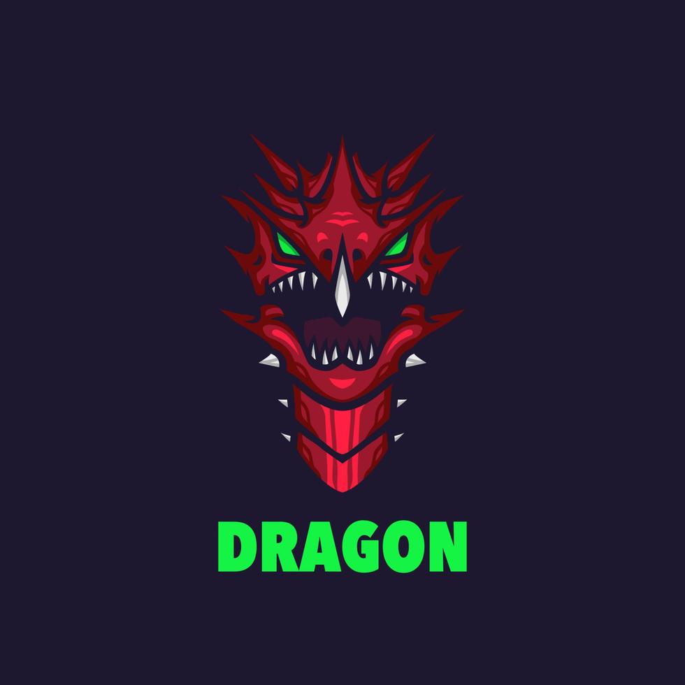 logotipo de la mascota del dragón rojo para juegos de esport o emblemas vector