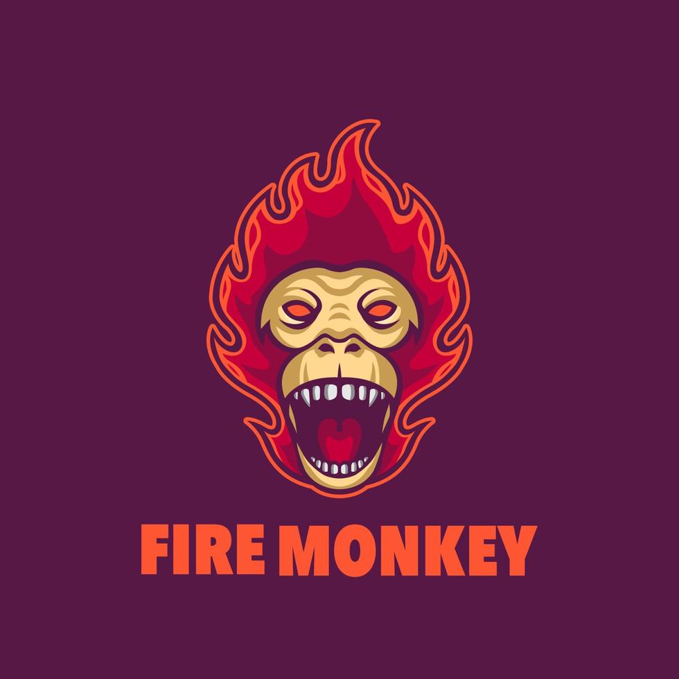 logotipo de la mascota del mono de fuego para juegos de deportes o emblemas vector