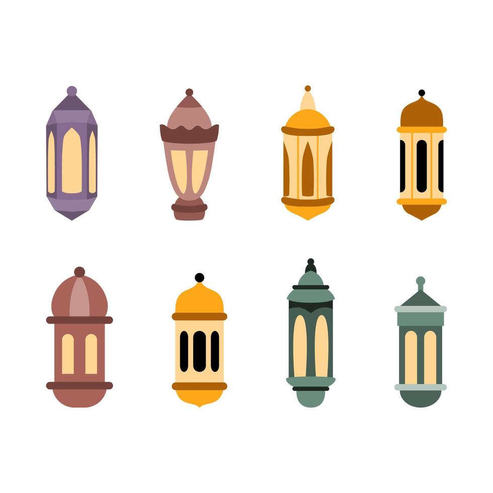 Islamic lantern flat vector collection illustration