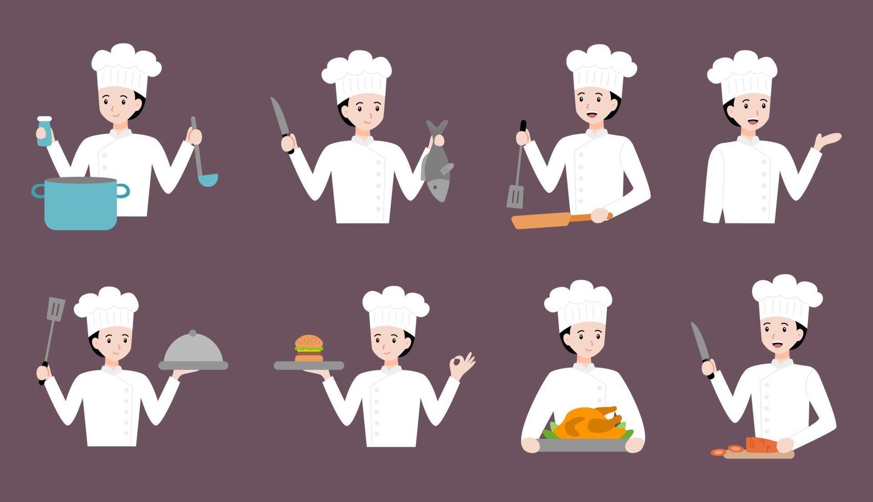 ilustración de personaje de vector plano de chef en estilo dibujado a mano
