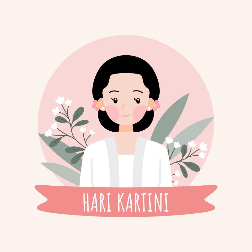 ilustración vectorial de kartini para el cartel de saludo del día de kartini vector