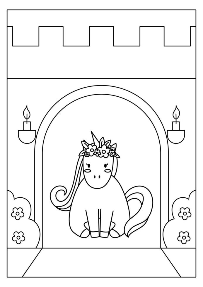 Unicornio para colorear página para niños ilustración vectorial vector