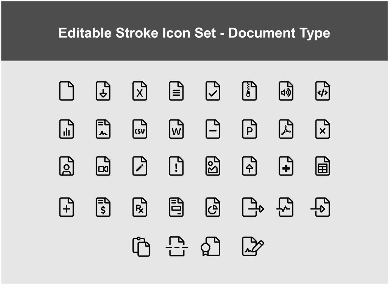 set of thin icon about document types vector