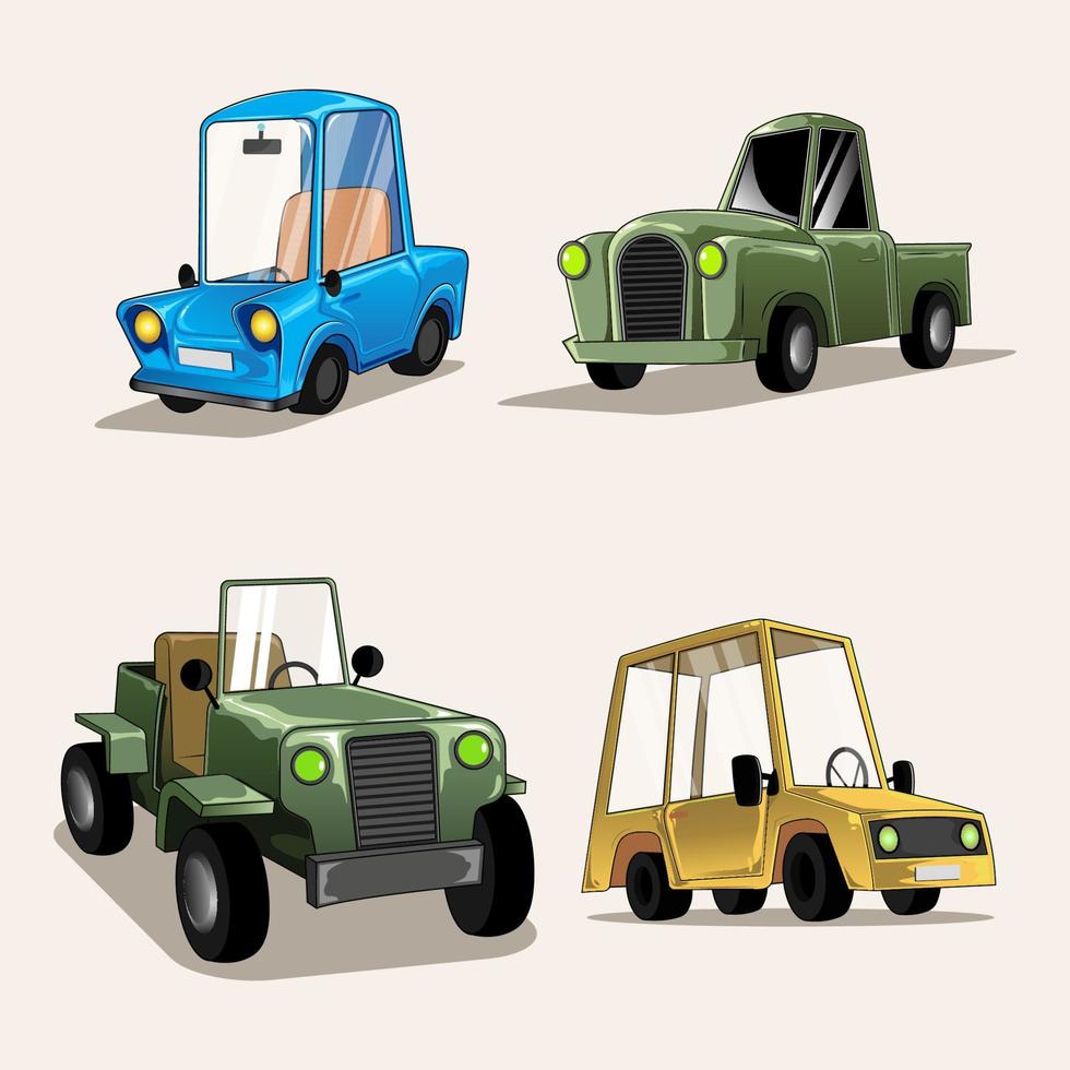 set of funny car illustrations for children vector